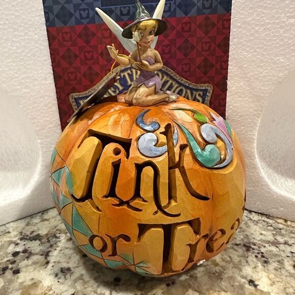 RARE 2013 Jim Shore Tinkerbell Witch Light Up Pumpkin Tink or Treat Figurine - Picture 4 of 12